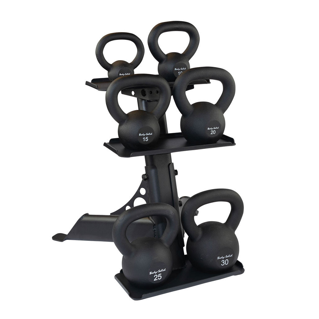 Body-Solid 5-30 lb. Powder Coat Kettlebell Set with Rack